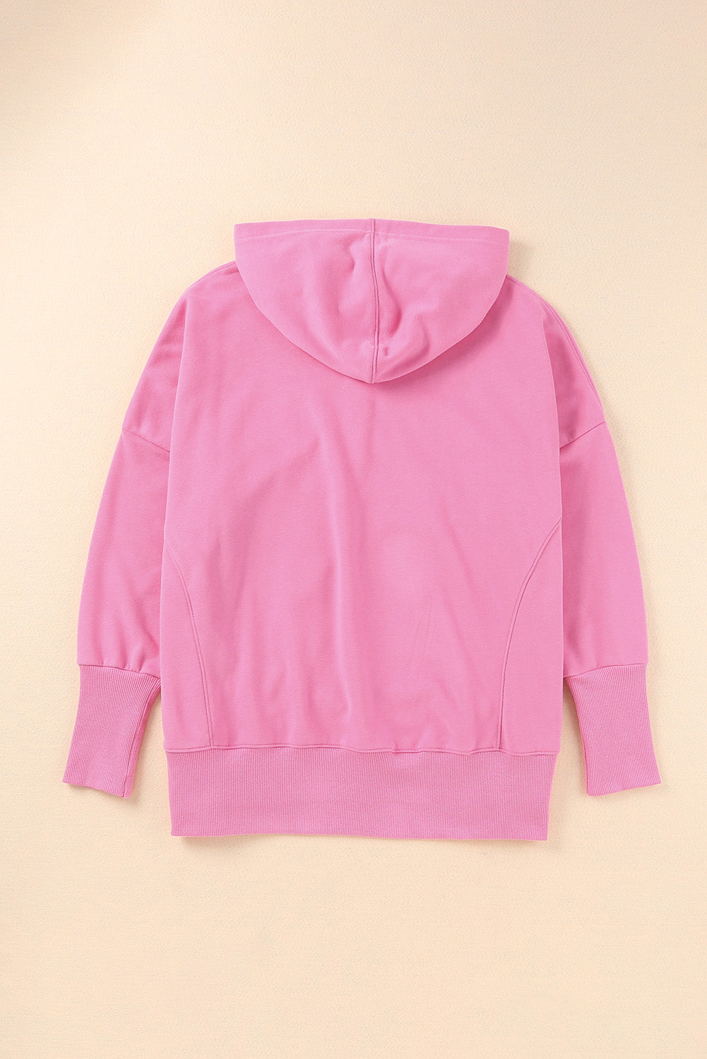 Pink Batwing Sleeve Pocketed Henley Hoodie Sweatshirts & Hoodies JT's Designer Fashion