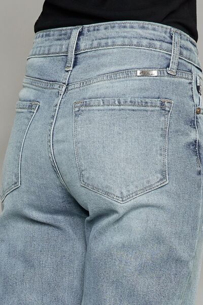 Kancan High Waist Raw Hem Cropped Wide Leg Jeans Jeans JT's Designer Fashion