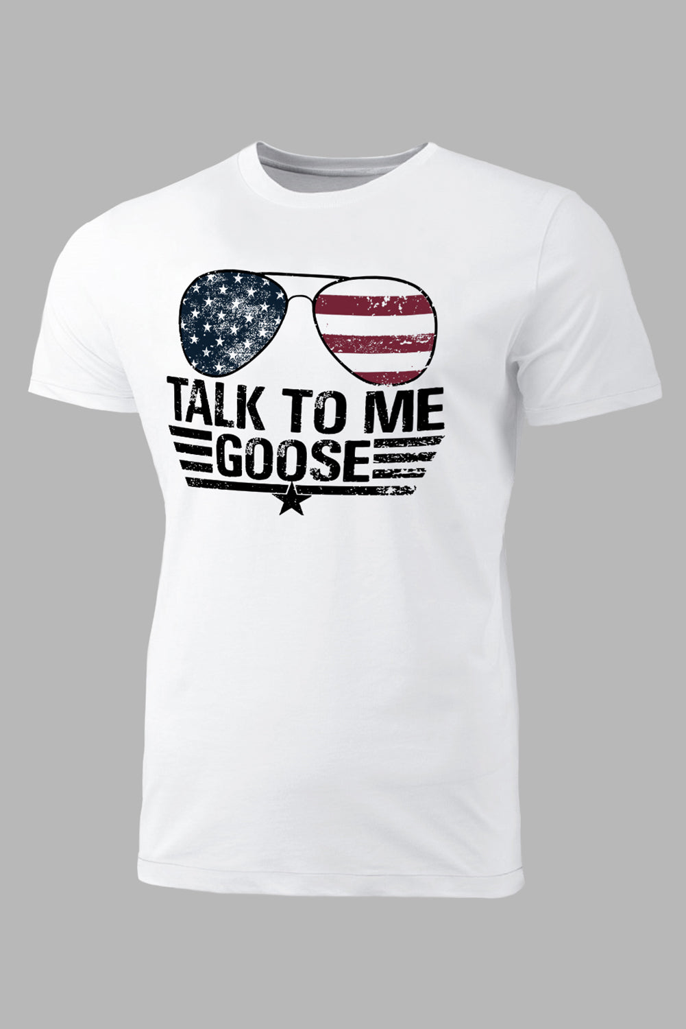 White Talk To Me Goose American Flag Graphic Print Men's T Shirt White 62%Polyester+32%Cotton+6%Elastane Men's Tops JT's Designer Fashion