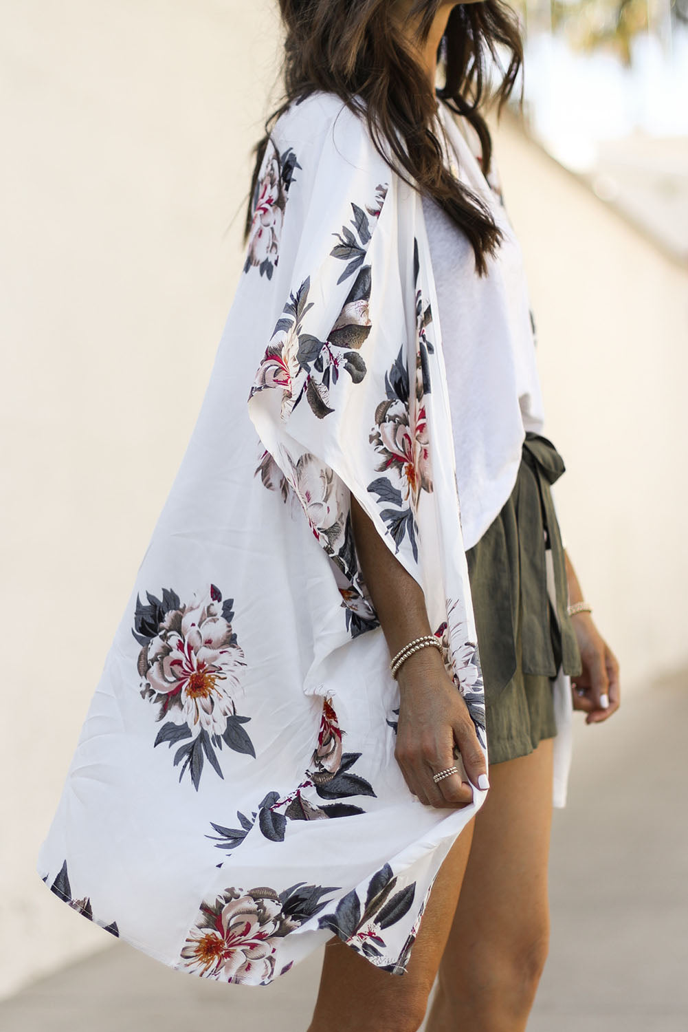White Floral Print Summer Kimono Kimonos JT's Designer Fashion