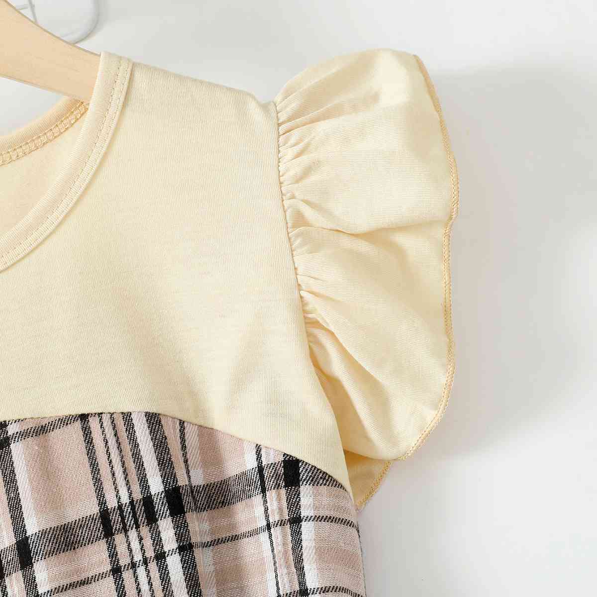 Girls Plaid Round Neck Asymmetrical Dress Girls Dresses JT's Designer Fashion