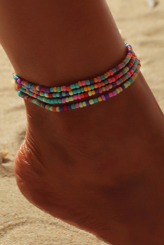 Multicolor Micro Beads Minimalist Anklet Jewelry JT's Designer Fashion