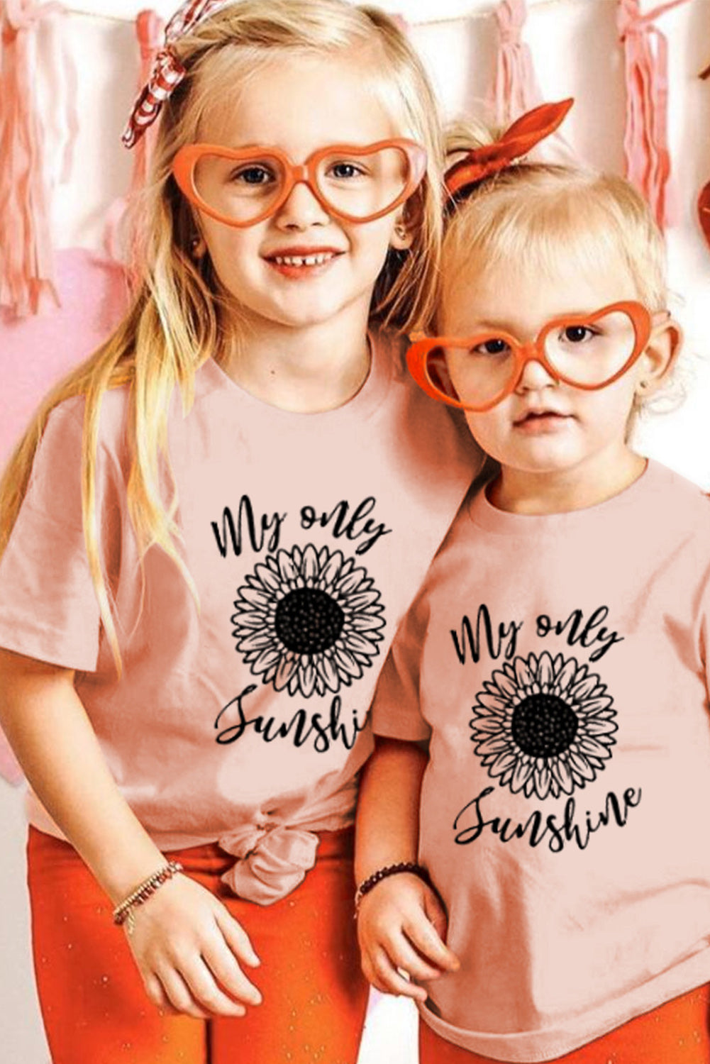 Pink Family Matching Girl's Floral Letter Print Short Sleeve T Shirt Family T-shirts JT's Designer Fashion