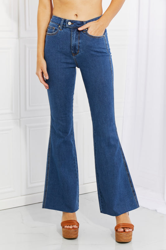 Judy Blue Ava Full Size Cool Denim Tummy Control Flare Medium Jeans JT's Designer Fashion