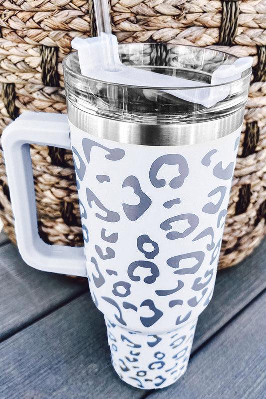 White Leopard Spotted 304 Stainless Double Insulated Cup 40oz Tumblers JT's Designer Fashion