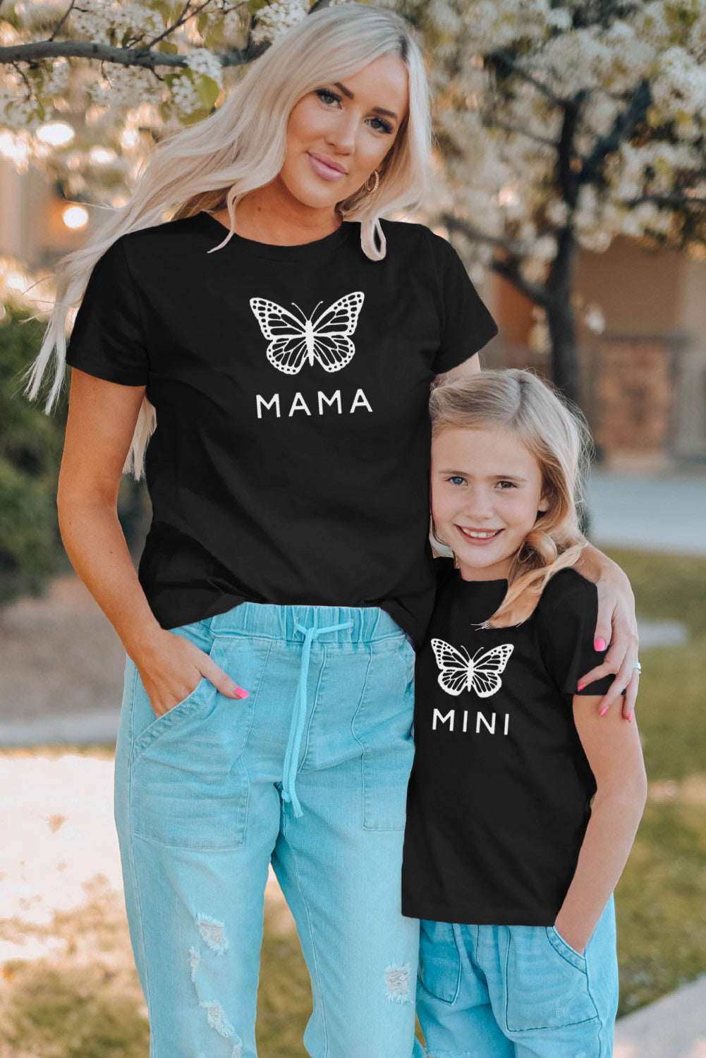 Black MAMA Butterfly Graphic Tee Family T-shirts JT's Designer Fashion