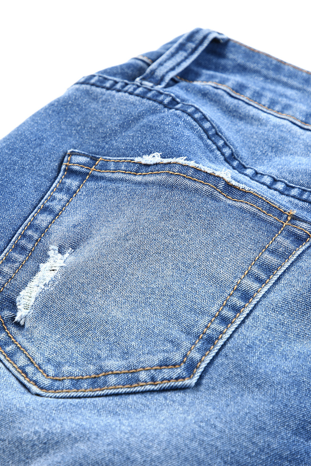 Sky Blue Acid Wash Roll-up Edge Bermuda Short Jeans Denim Shorts JT's Designer Fashion