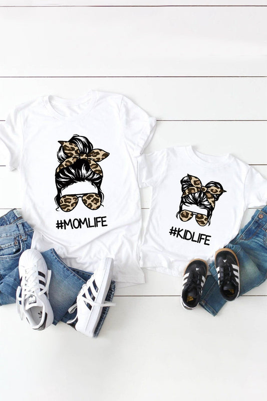 White Mom and Daughter Matching Mom Life T Shirt White 95%Cotton+5%Elastane Family T-shirts JT's Designer Fashion