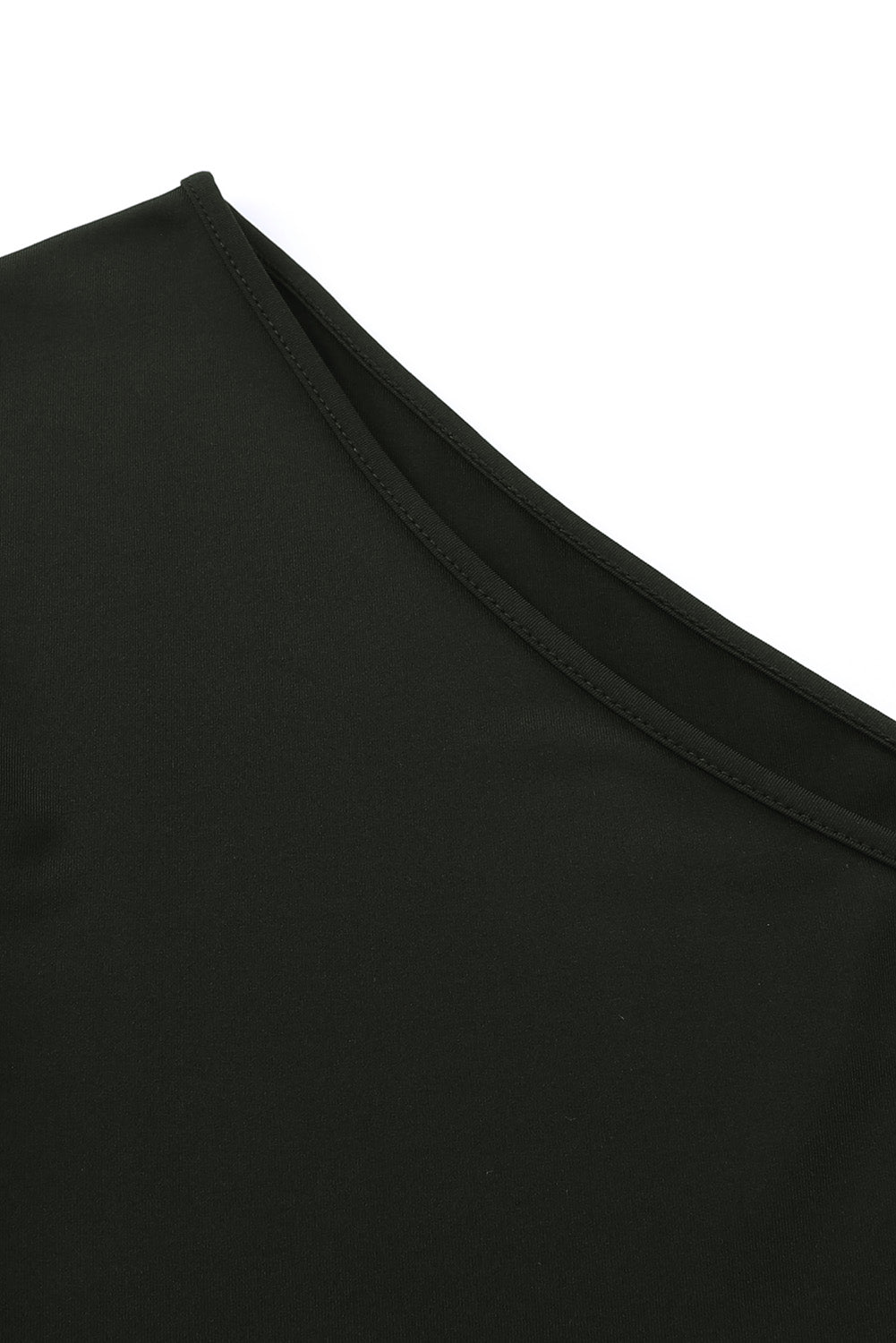 Black One Shoulder Fringed Long Sleeve Bodysuit Bodysuits JT's Designer Fashion