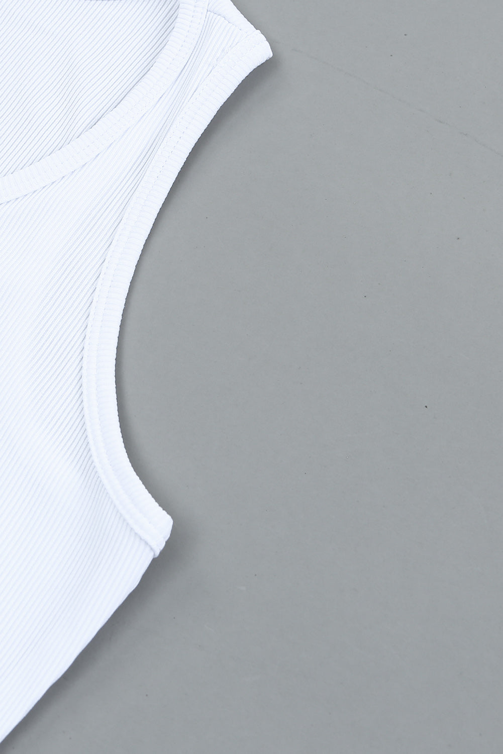 White Split Neck Ribbed Knit Tank Top Tank Tops JT's Designer Fashion