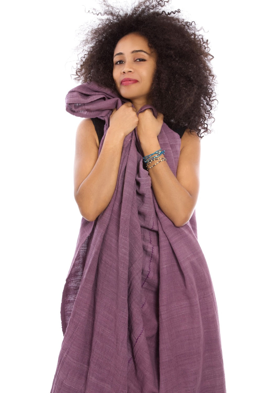 African Handspun Gabi Textile Eggplant Scarves JT's Designer Fashion