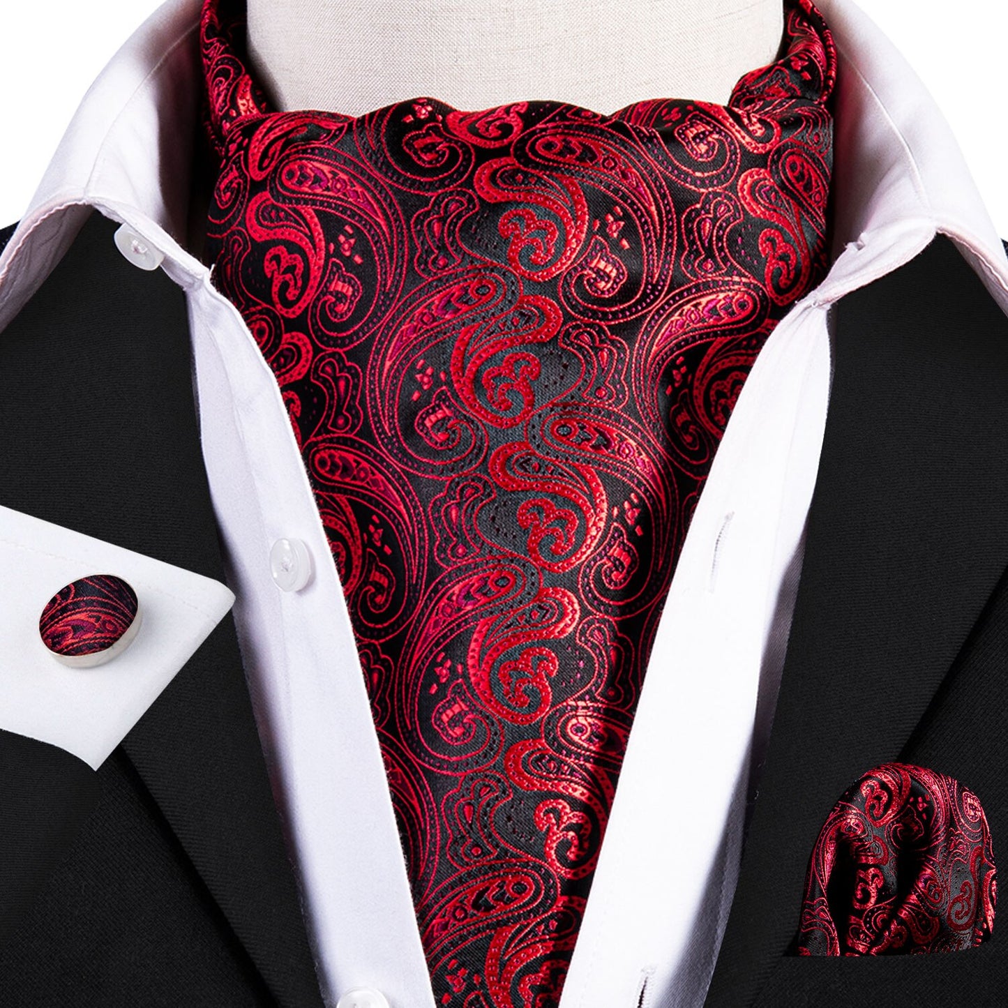 Silk Cravat Ascot Tie Set For Men AS-028 Men's Accessories JT's Designer Fashion