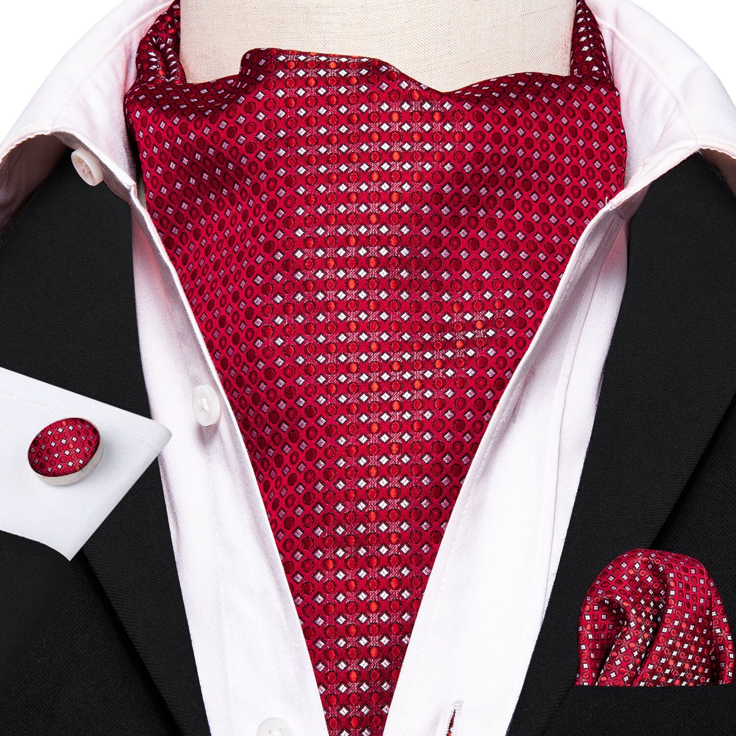 Silk Cravat Ascot Tie Set For Men AS-032 Men's Accessories JT's Designer Fashion
