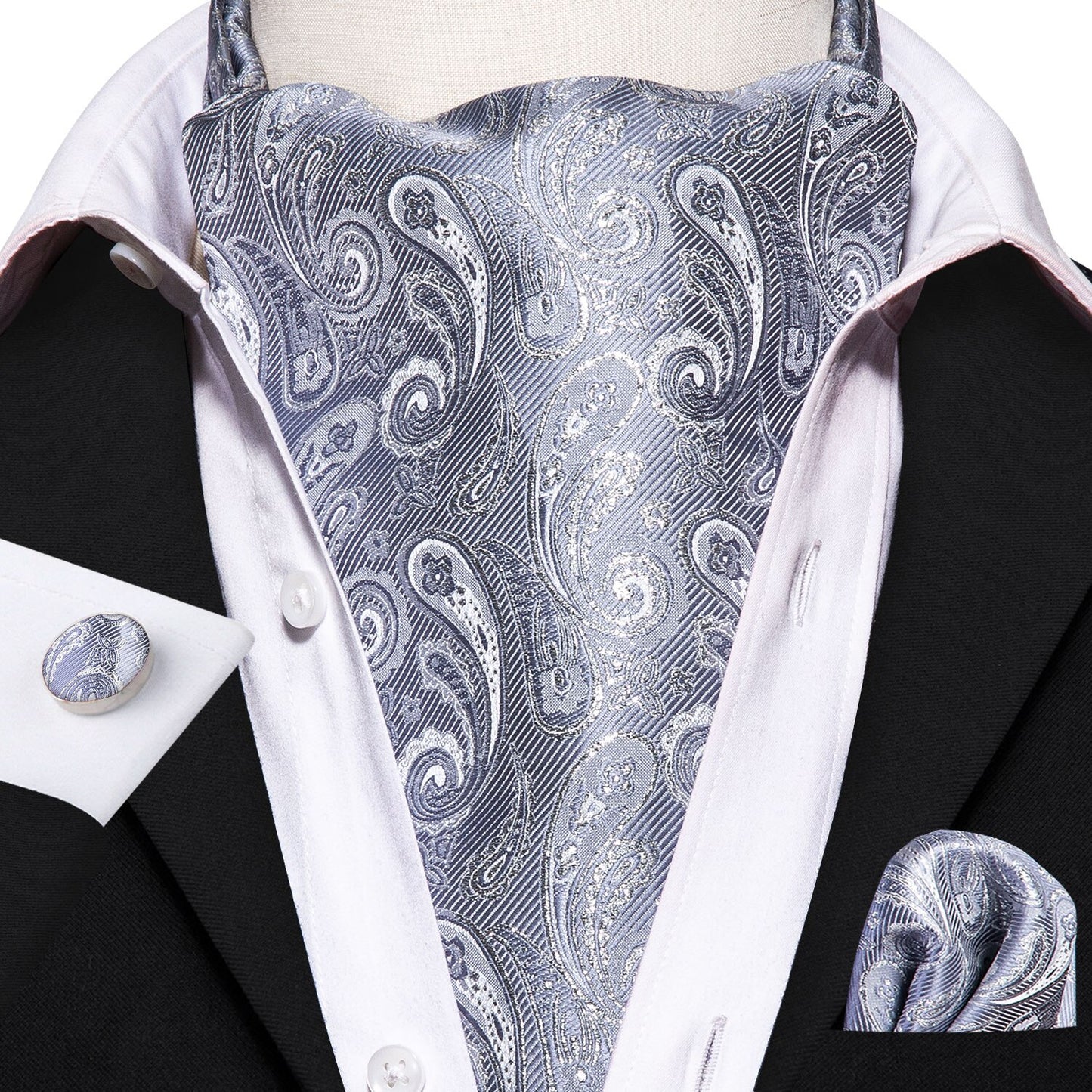 Silk Cravat Ascot Tie Set For Men AS-027 Men's Accessories JT's Designer Fashion