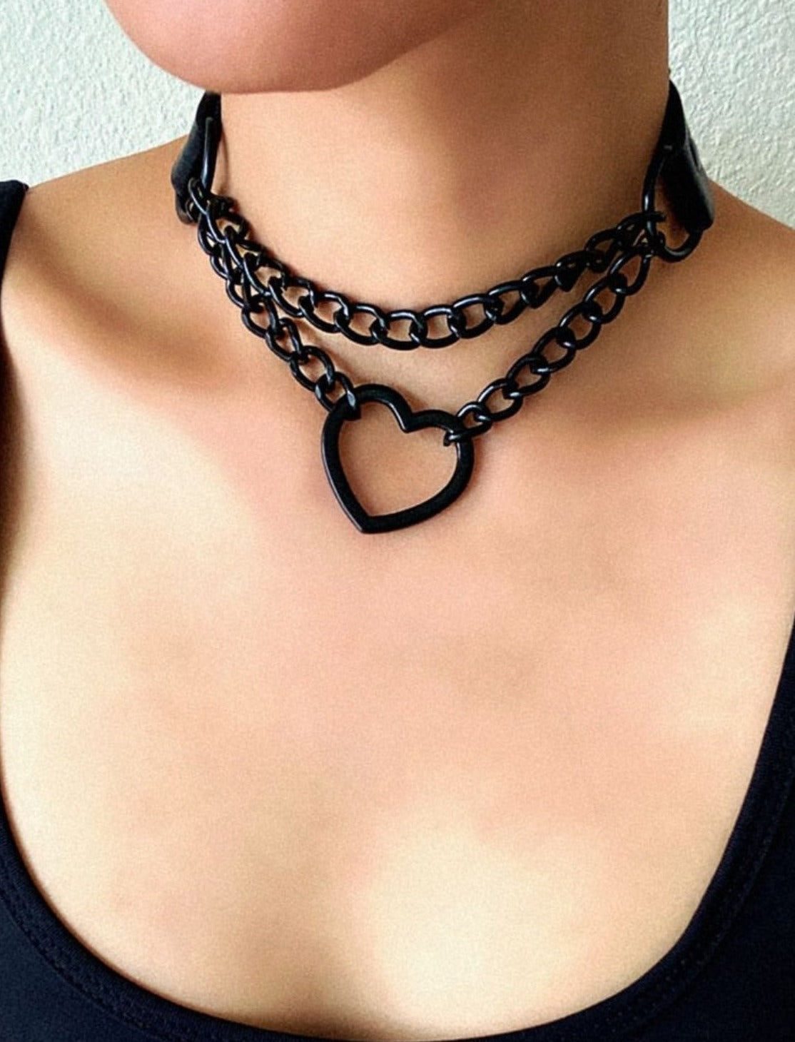 Funky Punk Love Heart Chain Choker Necklaces JT's Designer Fashion