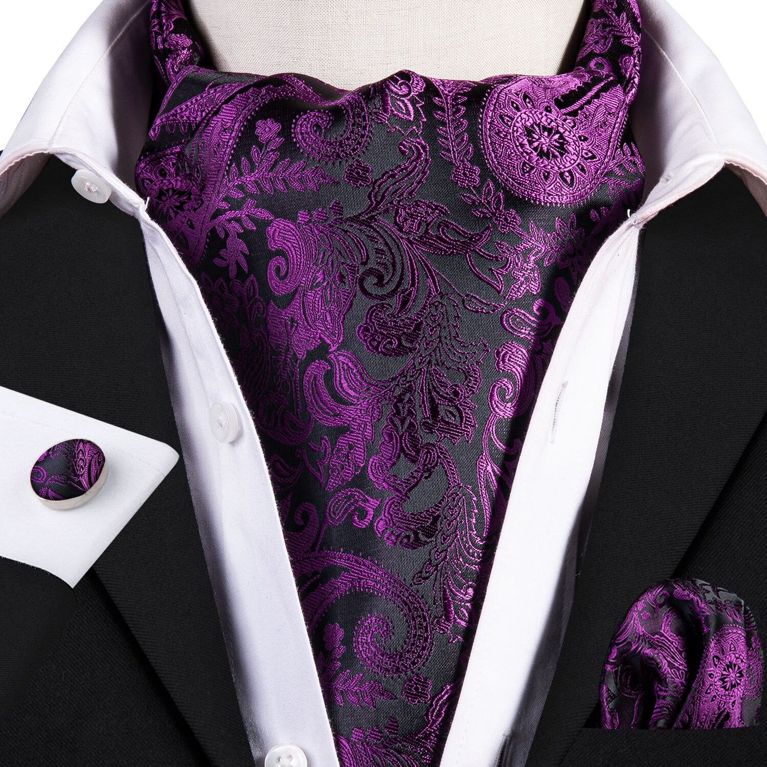 Silk Cravat Ascot Tie Set For Men AS-026 Men's Accessories JT's Designer Fashion