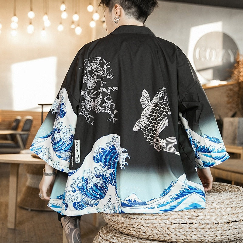 Men's Japanese Style Kimono Shirt 13 Men's Shirts JT's Designer Fashion