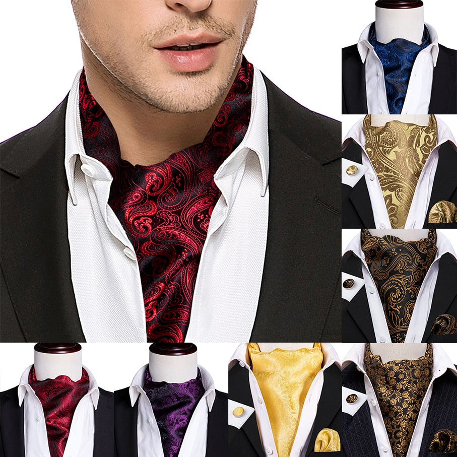 Silk Cravat Ascot Tie Set For Men Men's Accessories JT's Designer Fashion