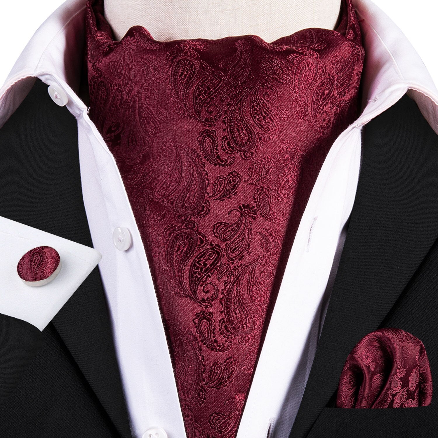 Silk Cravat Ascot Tie Set For Men AS-001 Men's Accessories JT's Designer Fashion