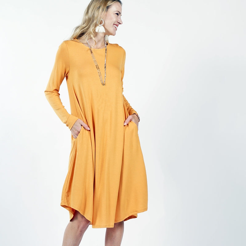 Plus Size Sexy Slinky Pocket Midi Dress Mustard Plus Size Dresses JT's Designer Fashion