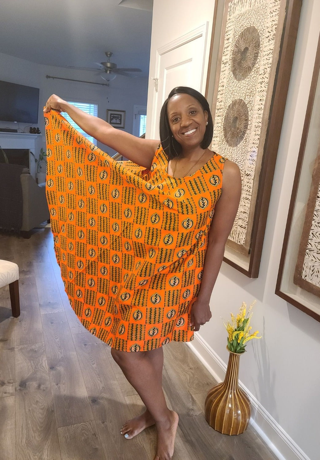 Gorgeous & Free Flowing Umbrella Dress Orange Mini Dresses JT's Designer Fashion