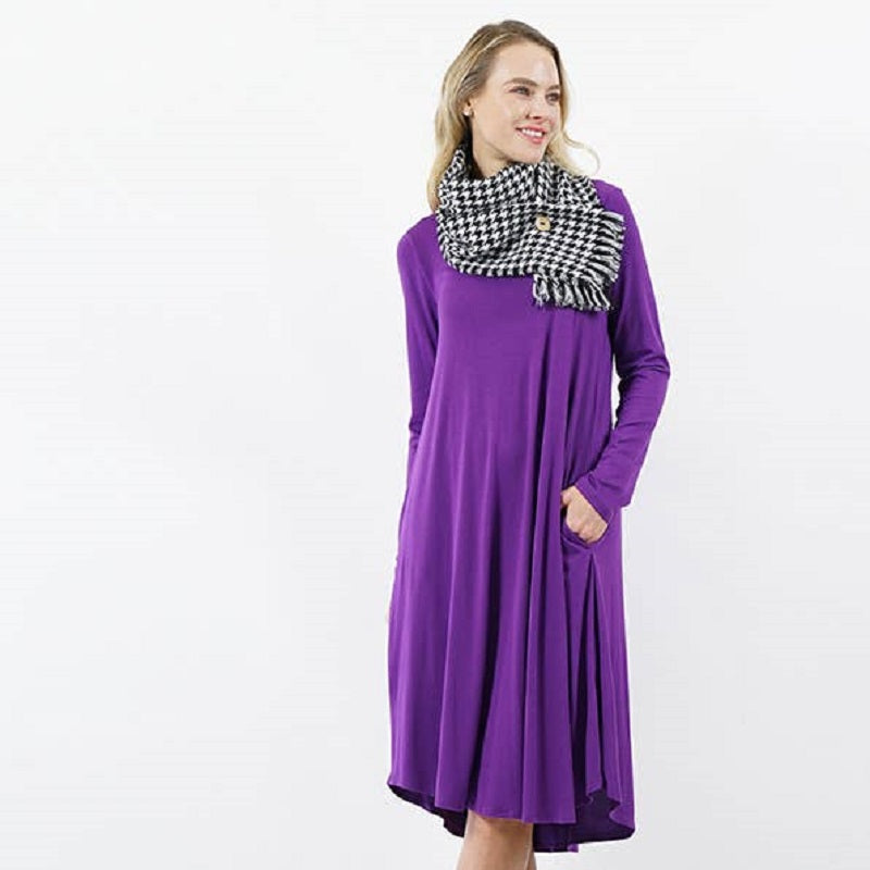 Sexy Slinky Pocket Midi Dress Purple Midi Dresses JT's Designer Fashion