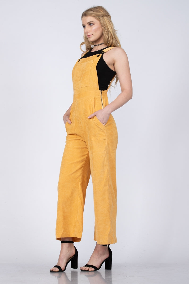 Mustard Soft Corduroy Farmer Style Jumpsuit Jumpsuits & Rompers JT's Designer Fashion