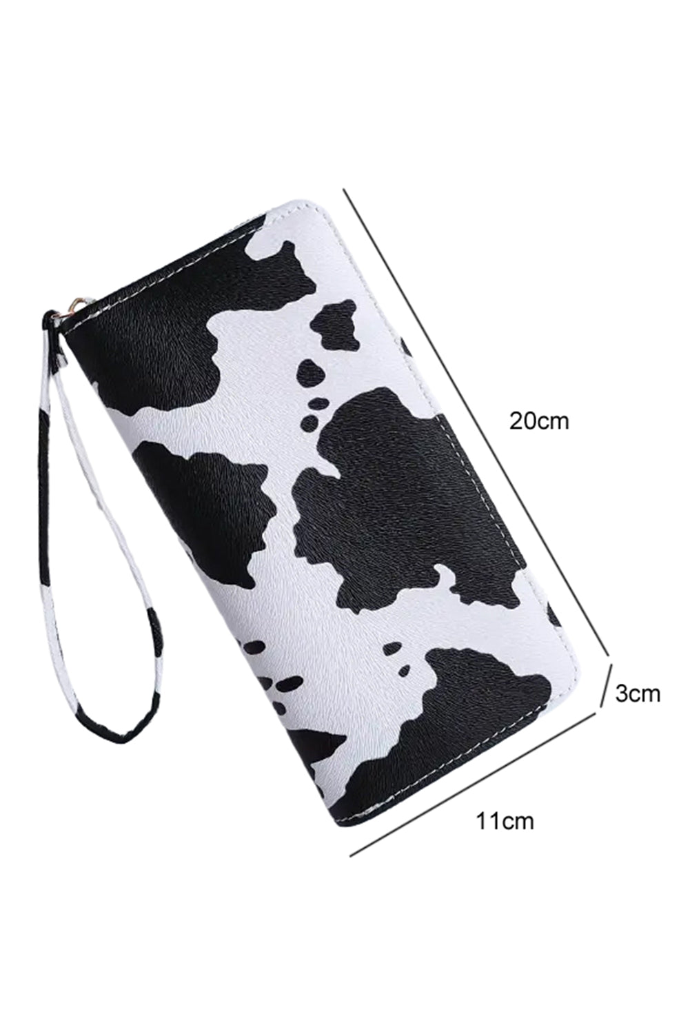 Bright White Cow Spots Print Faux Leather Clutch Purse Other Accessories JT's Designer Fashion