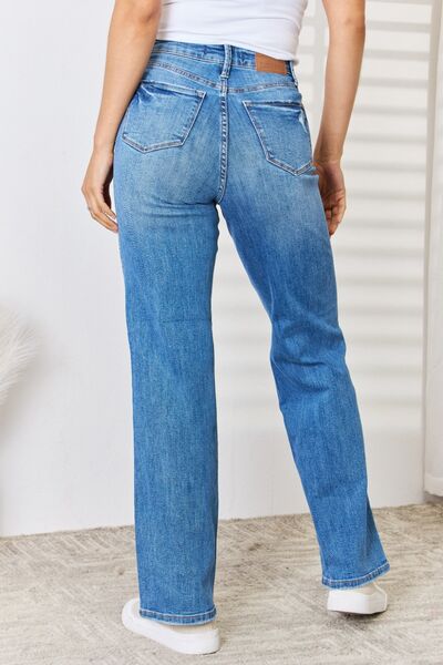 Judy Blue Full Size High Waist Distressed Straight-Leg Jeans Jeans JT's Designer Fashion