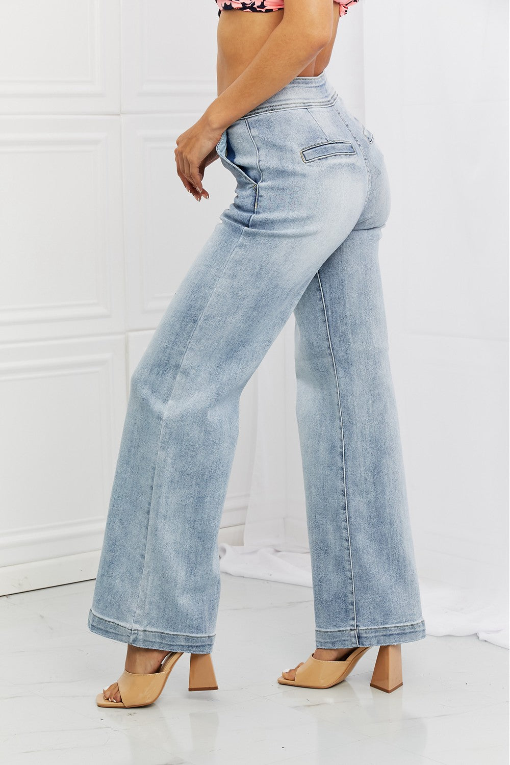 RISEN Full Size Luisa Wide Flare Jeans Jeans JT's Designer Fashion