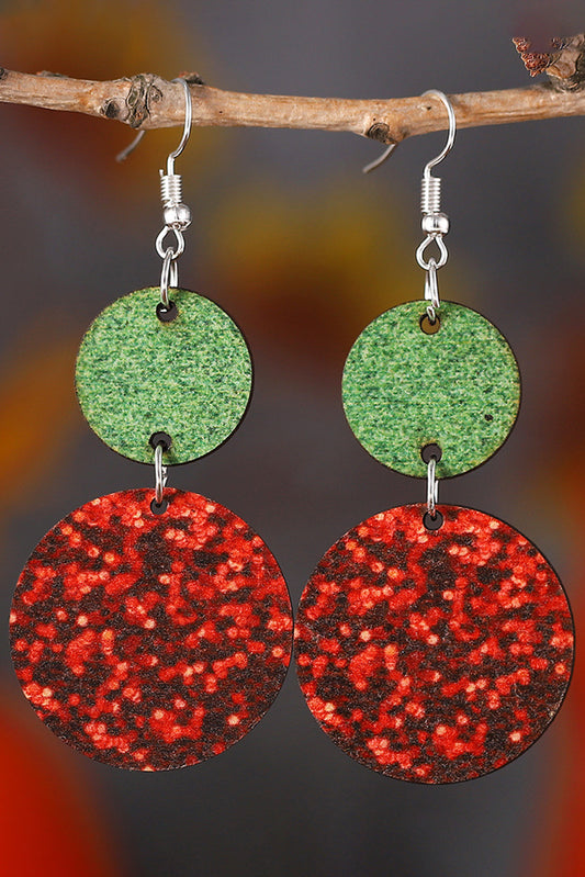 Fiery Red Christmas Color Block Wood Dangle Earrings Jewelry JT's Designer Fashion