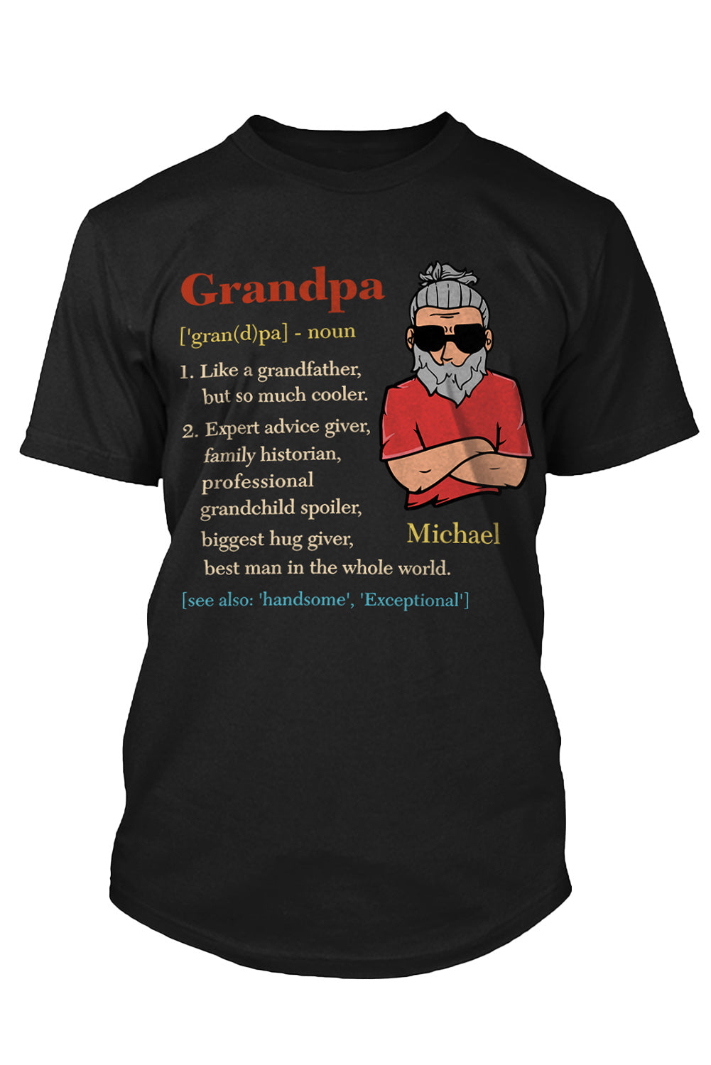 Black Grandpa Letter Figure Print Men's Graphic T Shirt Men's Tops JT's Designer Fashion
