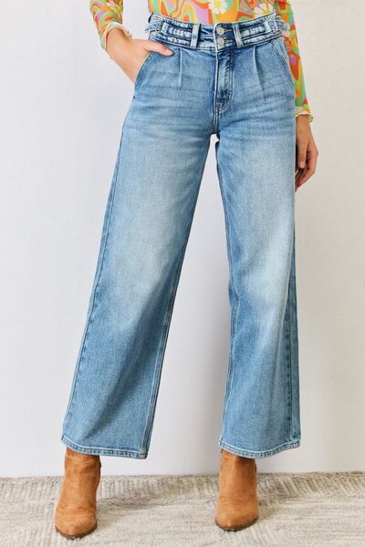 Kancan High Waist Wide Leg Jeans Medium Jeans JT's Designer Fashion