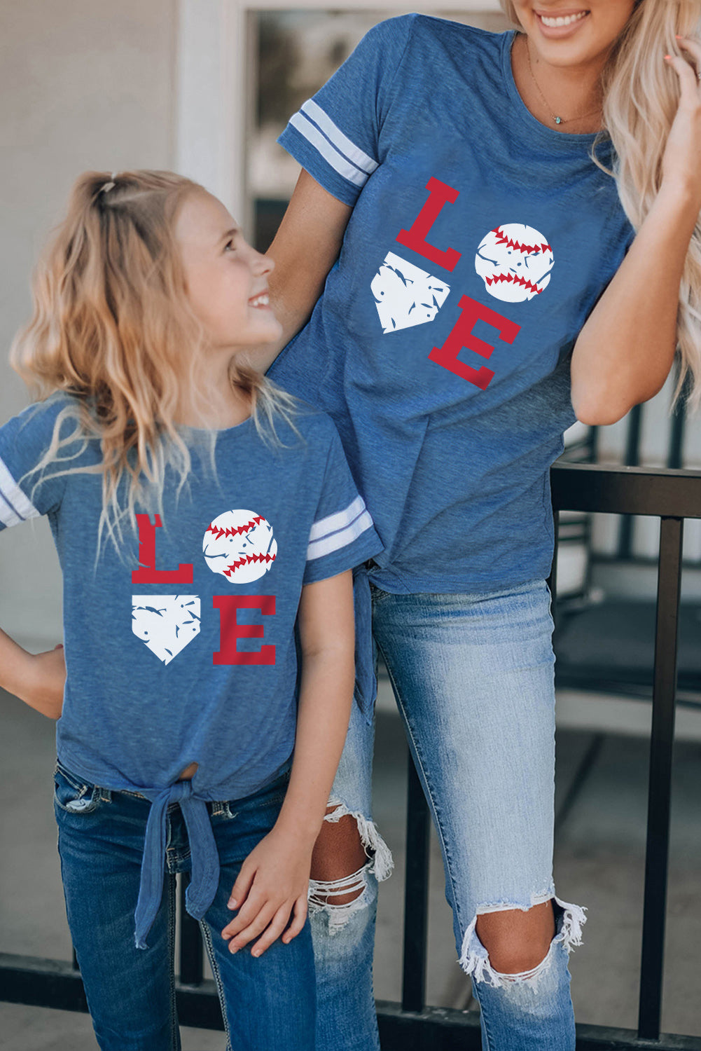 Blue Family Matching LOVE Baseball Graphic Print Mama's T Shirt Blue Family T-shirts JT's Designer Fashion