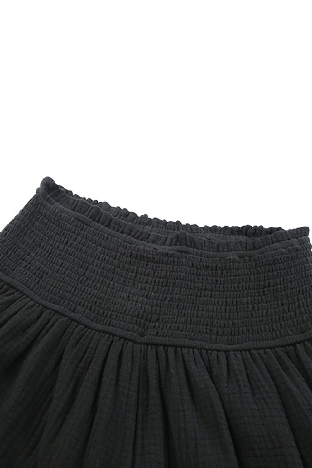 Black Smocked High Waist Ruffle Shorts Casual Shorts JT's Designer Fashion