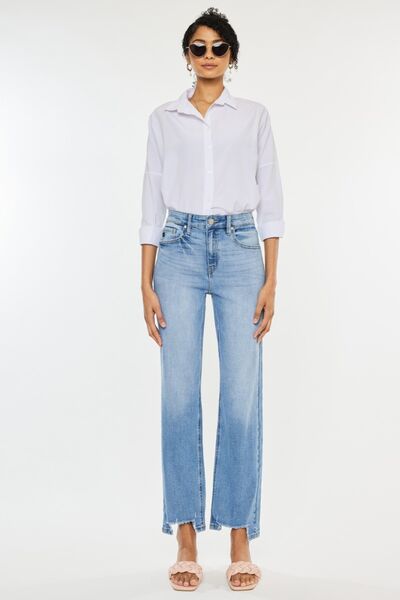 Kancan High Waist Raw Hem Straight Jeans Jeans JT's Designer Fashion