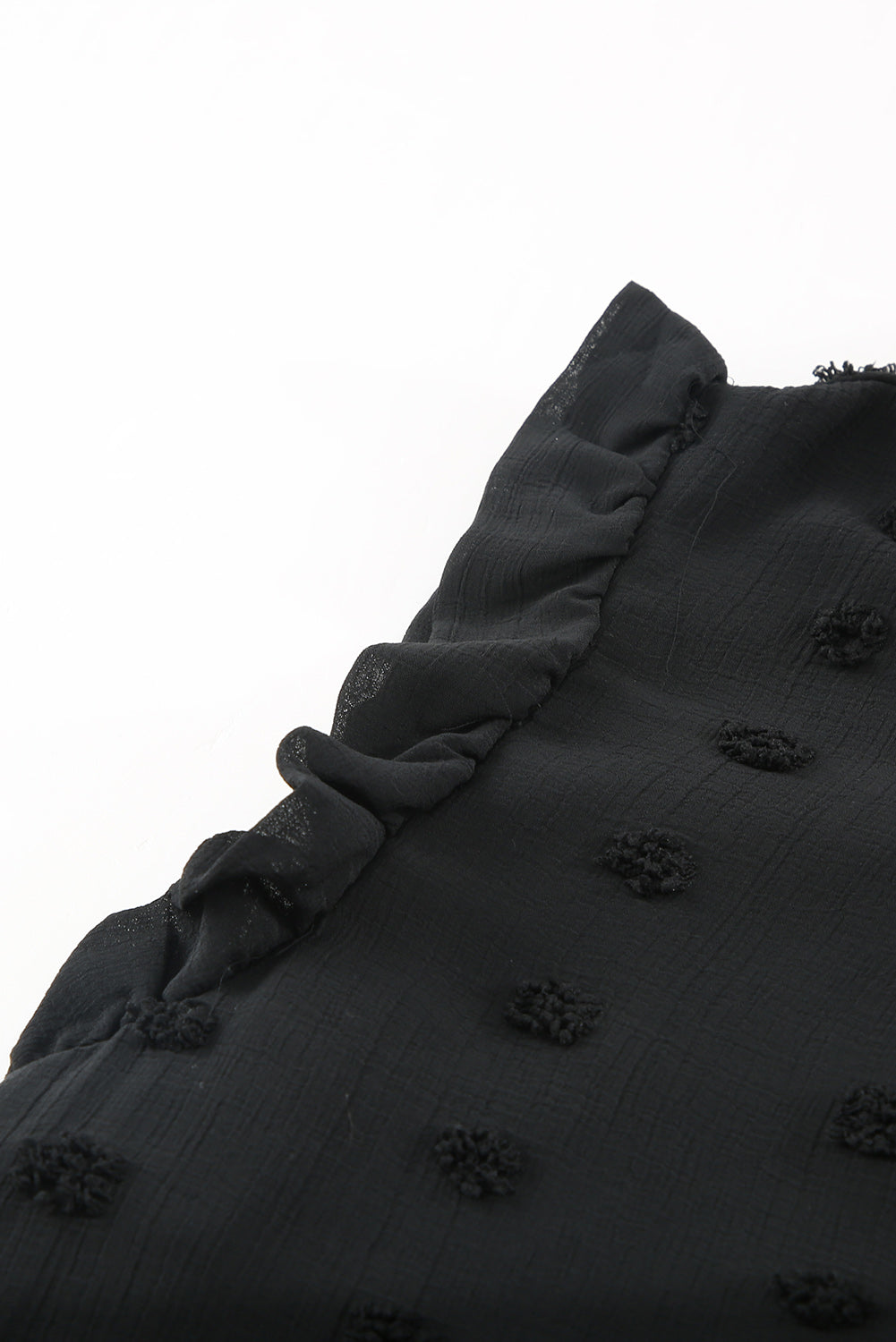 Black Turn-down Collar Ruffle Polka Dot Tank Tank Tops JT's Designer Fashion