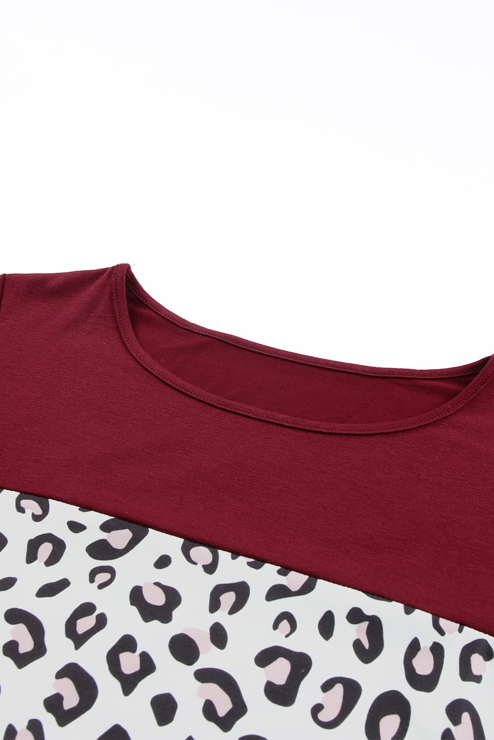 Wine Red Striped Leopard Patchwork Lace T Shirt Dress T Shirt Dresses JT's Designer Fashion