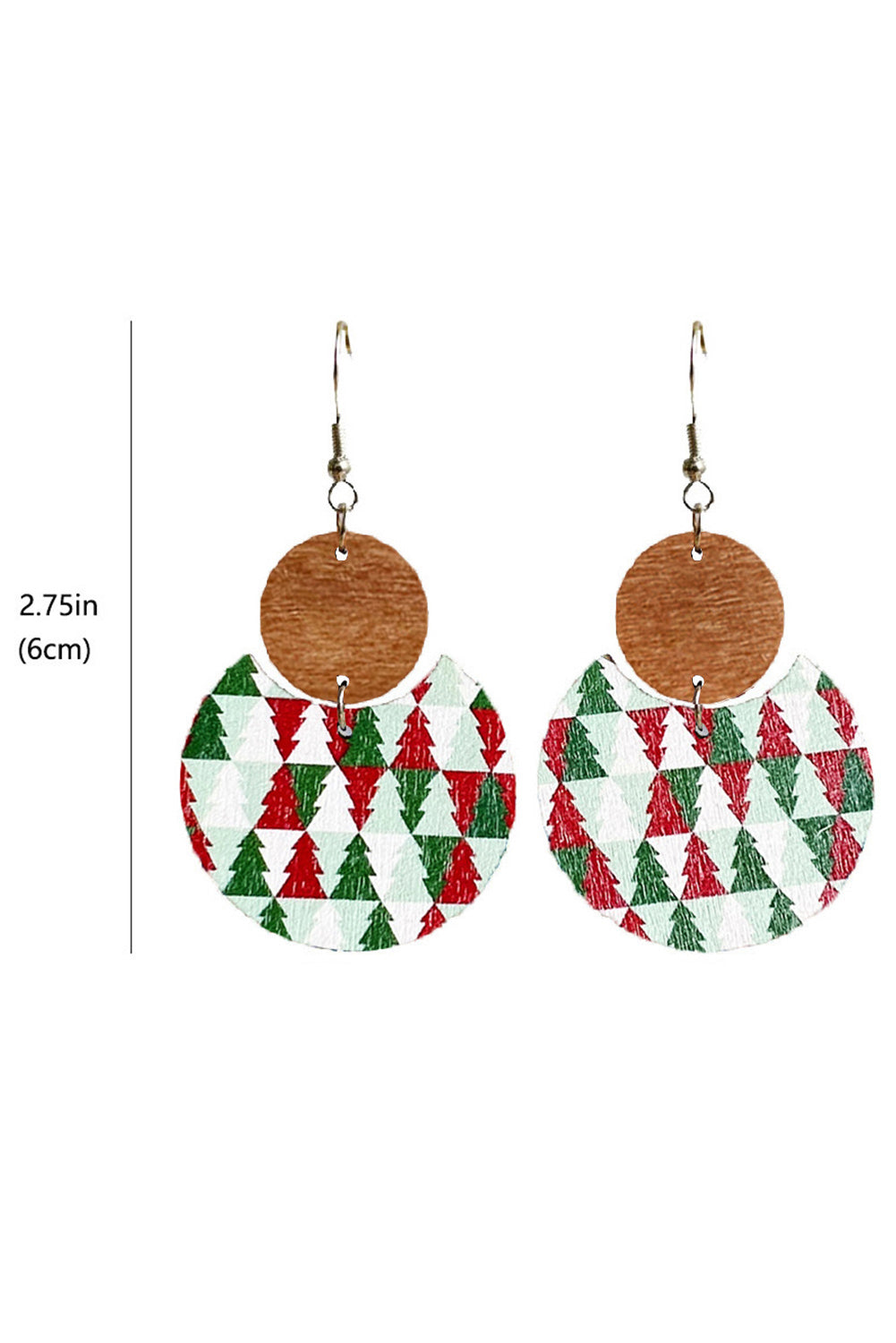 Dark Green Christmas Checker Graphic Wooden Earrings Jewelry JT's Designer Fashion