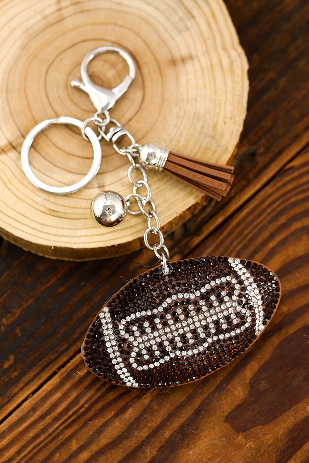 Coffee Rhinestoned Ball Pendant Tassel Key Chain Other Accessories JT's Designer Fashion