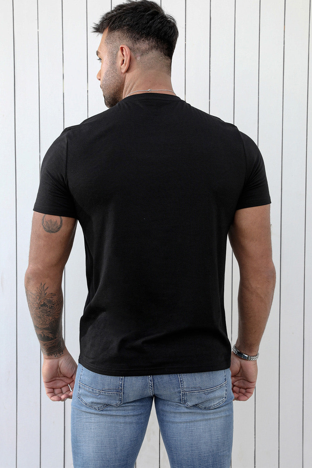 Black TWO BEER Skeleton Graphic Print V Neck Men's T Shirt Men's Tops JT's Designer Fashion