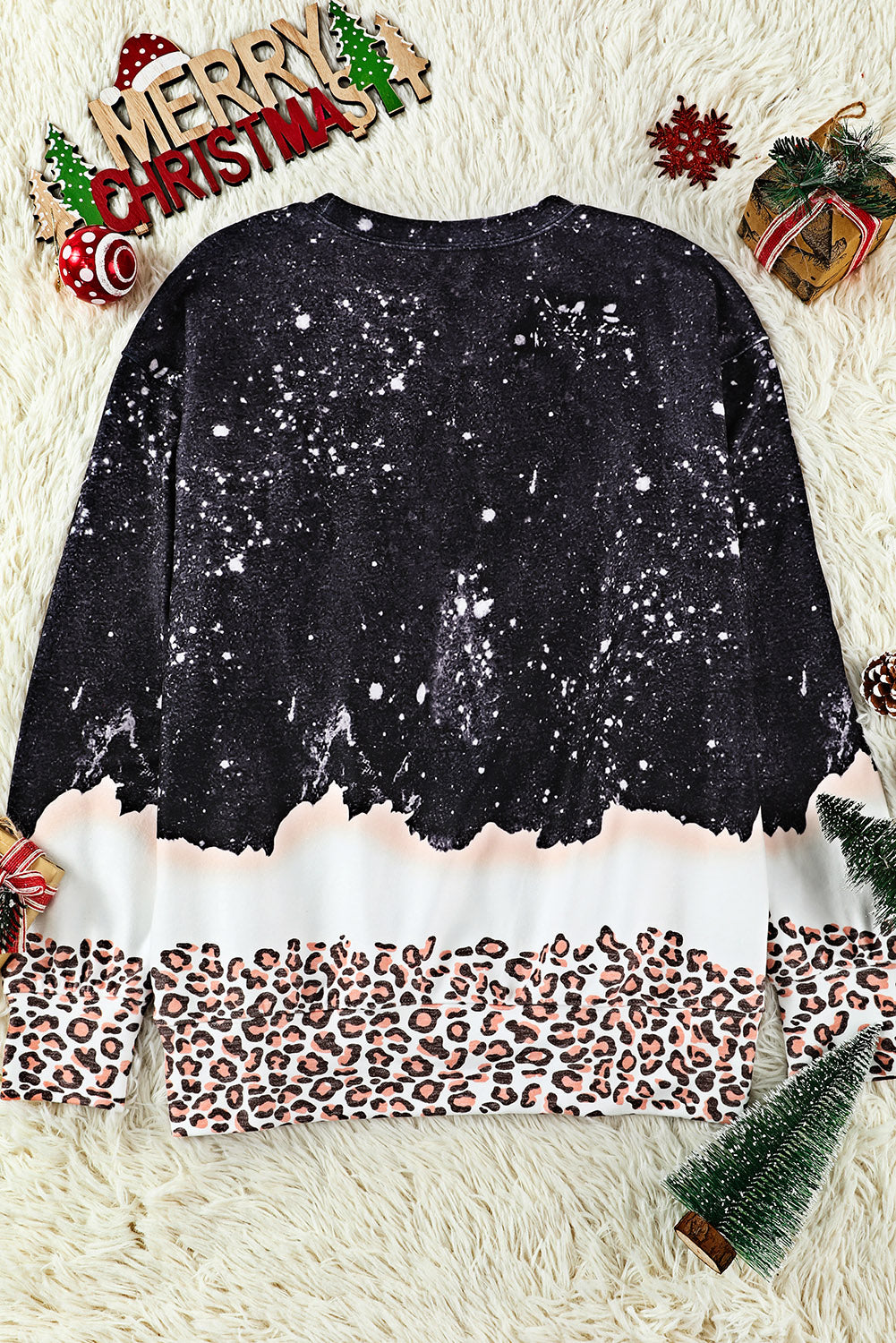 Black TEXAS Leopard Color Block Pullover Sweatshirt Graphic Sweatshirts JT's Designer Fashion