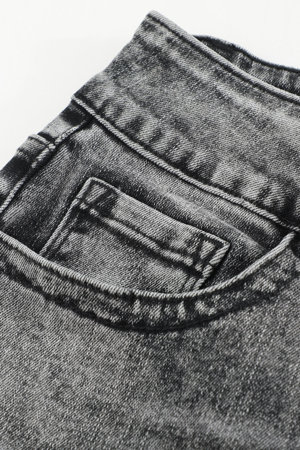 Acid Wash Raw Hem Distressed Jeans Jeans JT's Designer Fashion