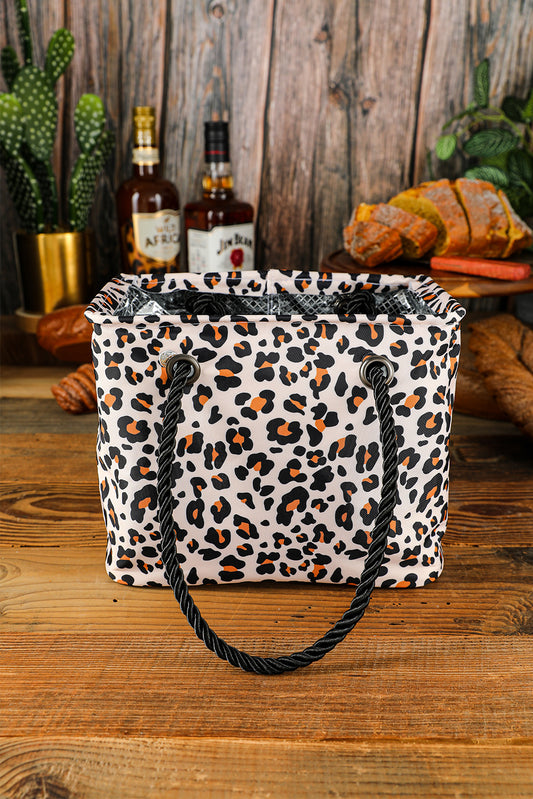White Leopard Waterproof Canvas Toiletry Bag Other Accessories JT's Designer Fashion