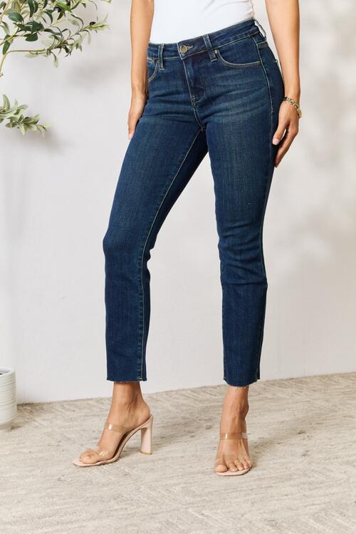 BAYEAS Full Size Raw Hem Straight Jeans jeans JT's Designer Fashion