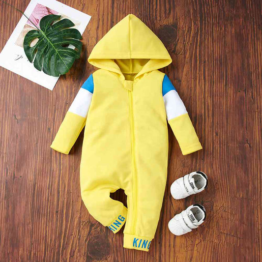 Tricolor Zip-Up Hooded Jumpsuit Banana Yellow Baby JT's Designer Fashion