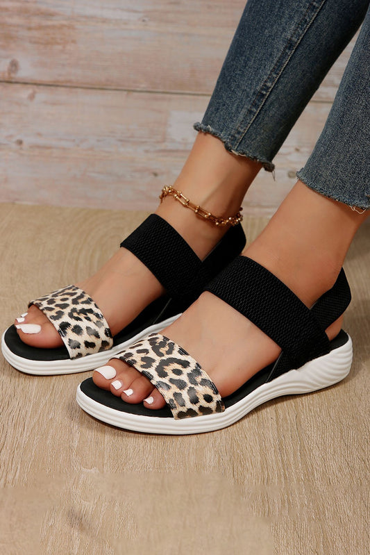 Leopard Elastic Band Slip On Platform Sandals Sandals JT's Designer Fashion