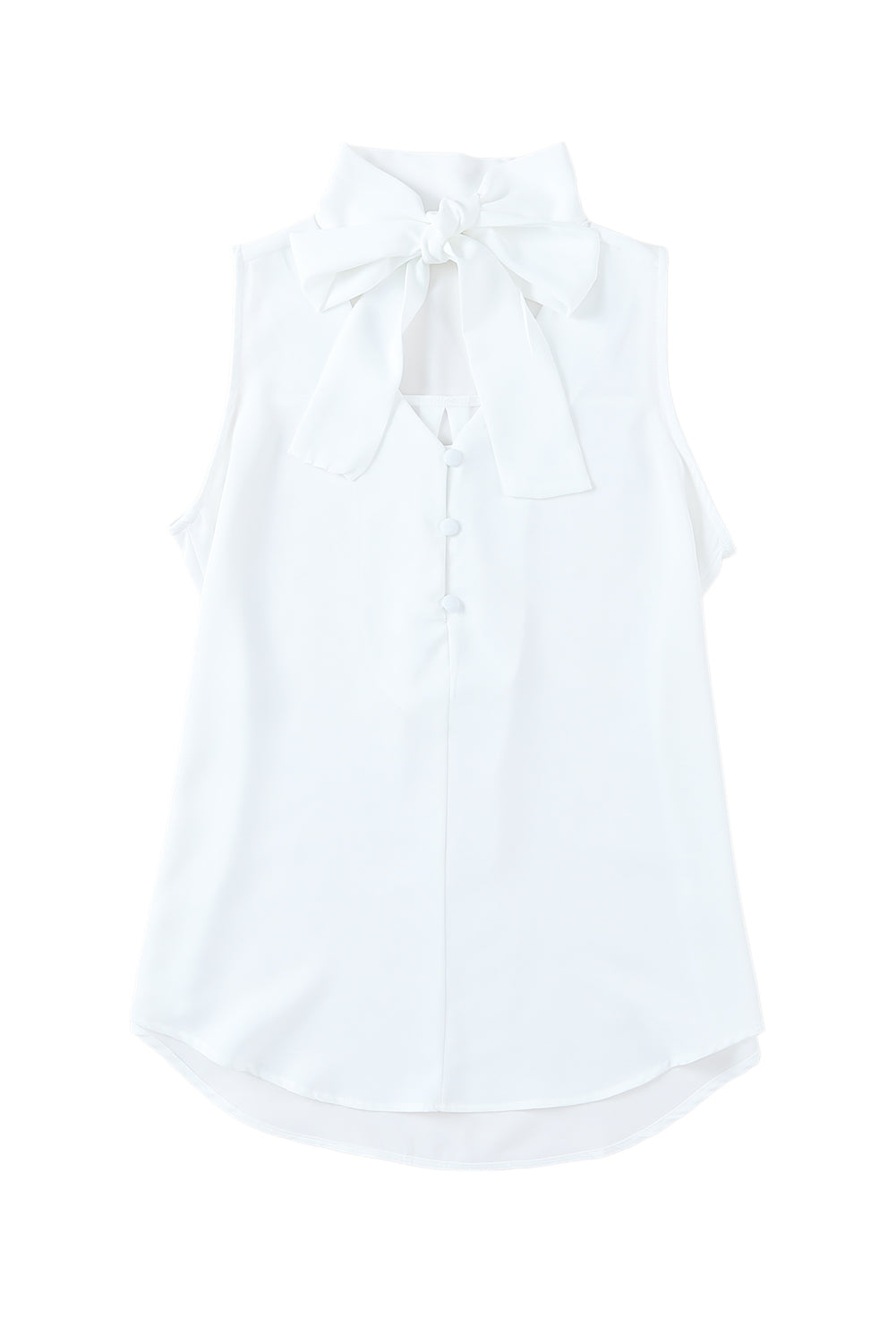 White Bow Tie V Neck Sleeveless Shirt Tank Tops JT's Designer Fashion