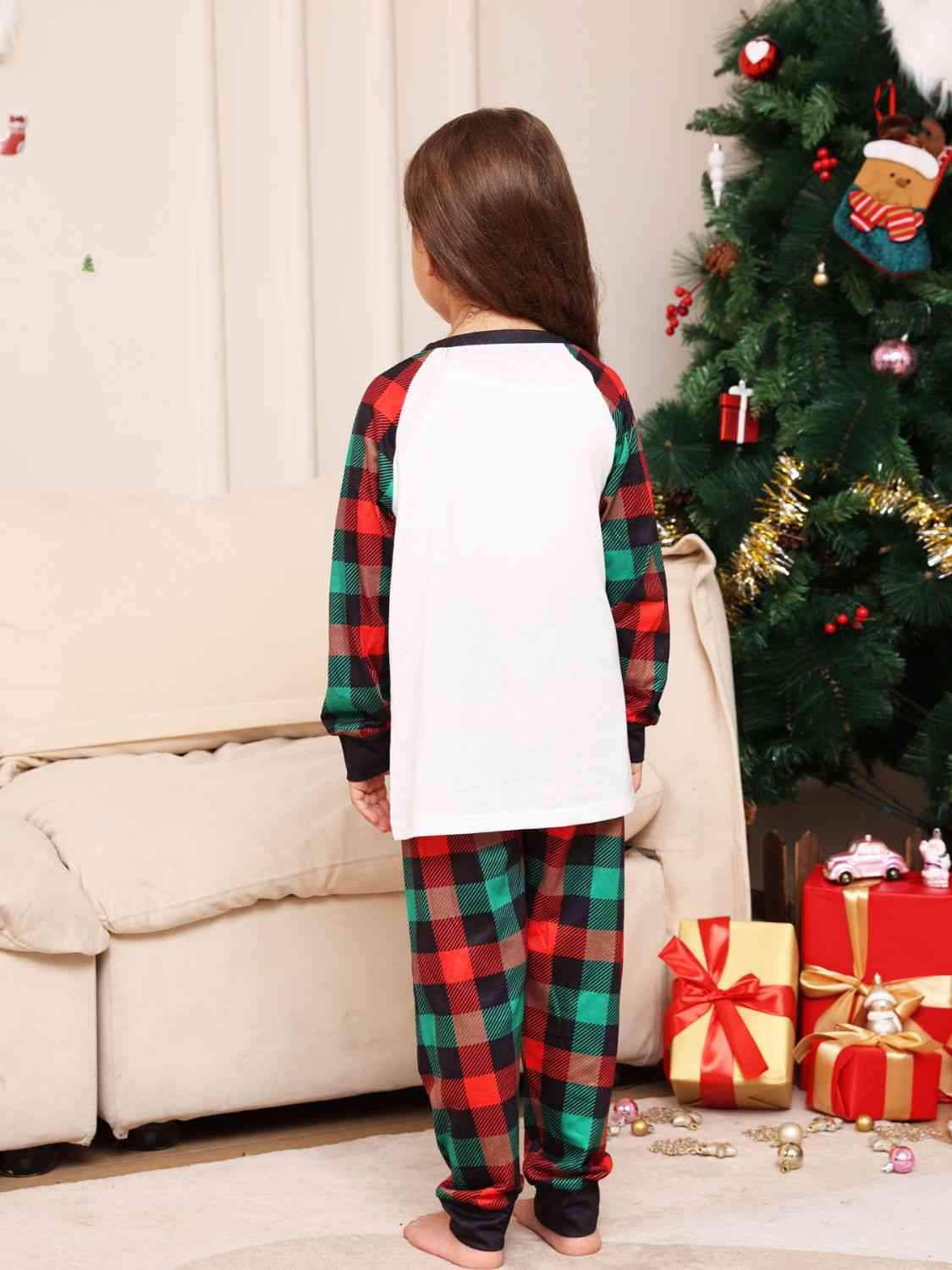 Reindeer Graphic Top and Plaid Pants Set Pajamas JT's Designer Fashion