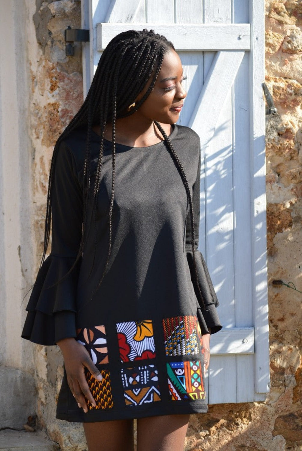 Sweet African Ruffle Sleeve Mini Dress Mini Dresses JT's Designer Fashion